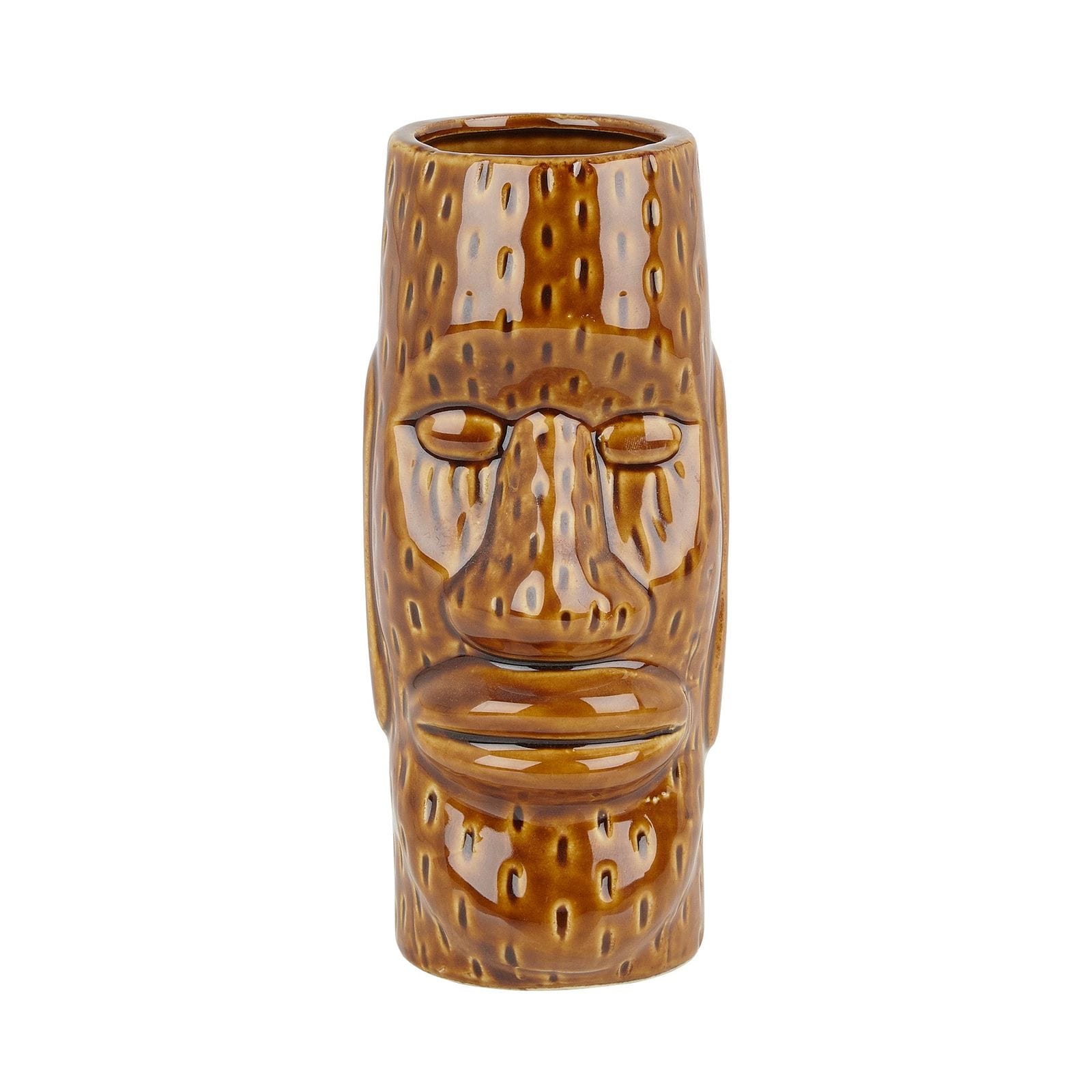 Ceramic Easter Islander Tiki Mug Brown 450ml